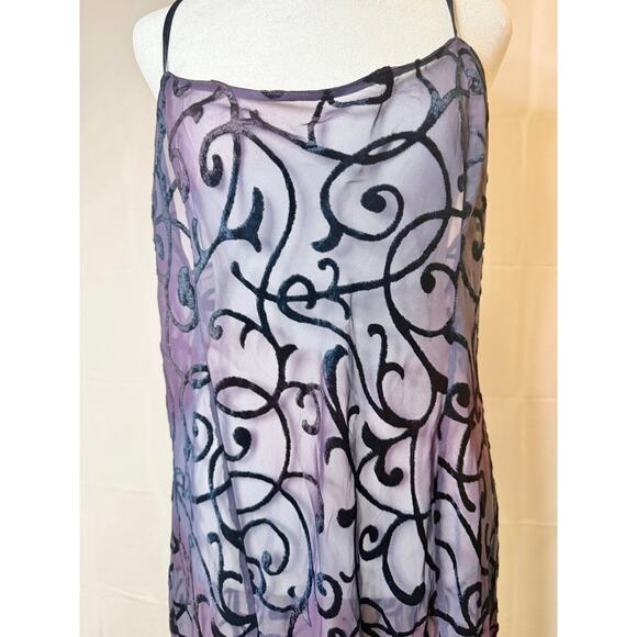Vintage 90s Victoria’s Secret Burnout Velvet Sheer Purple Long Slip/Gown Large - Picture 9 of 12